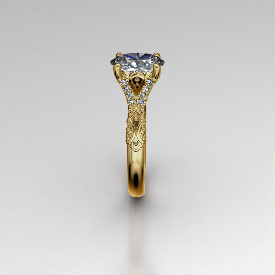 Lily - Vintage style 1.50ct. Lab Grown Oval Diamond Ring