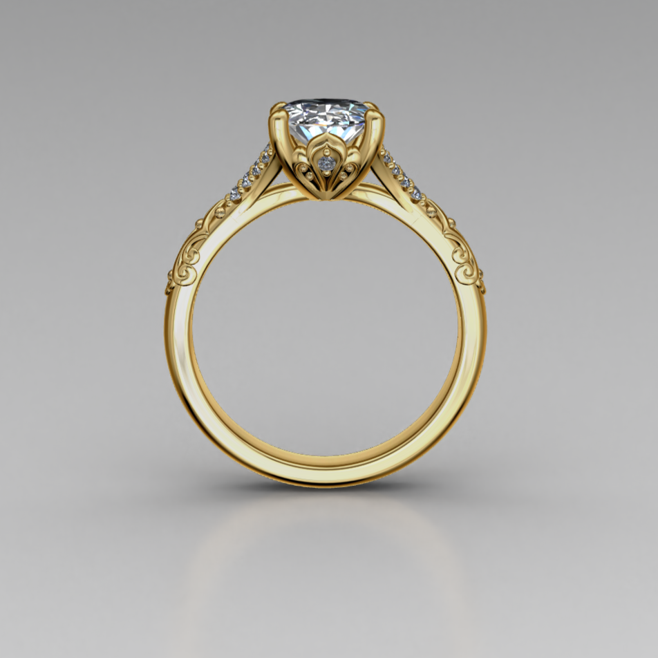Lily - Vintage style 1.50ct. Lab Grown Oval Diamond Ring