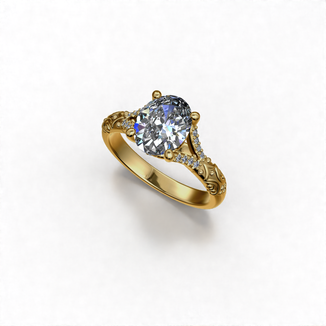 Lily - Vintage style 1.50ct. Lab Grown Oval Diamond Ring