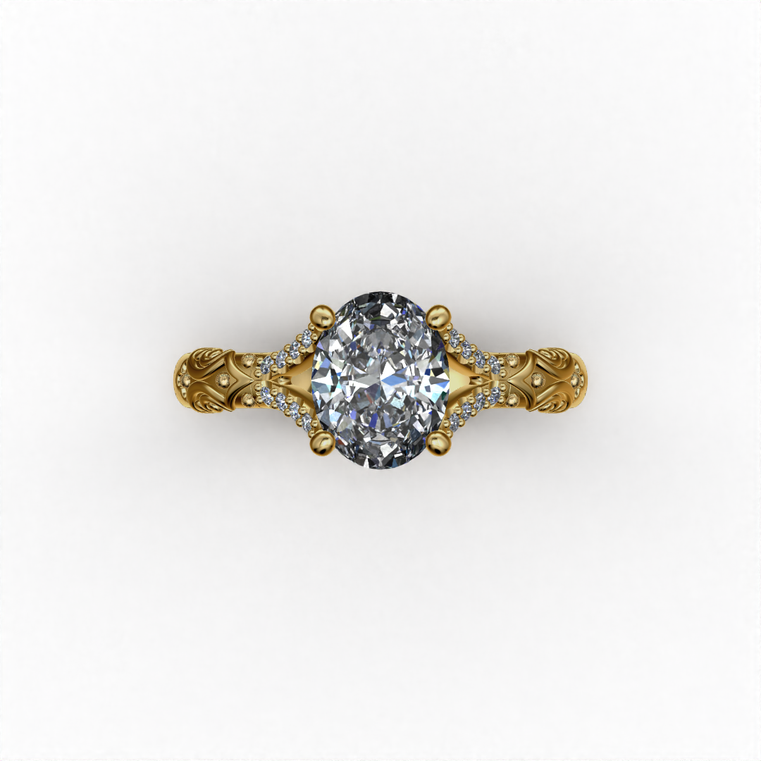 Lily - Vintage style 1.50ct. Lab Grown Oval Diamond Ring